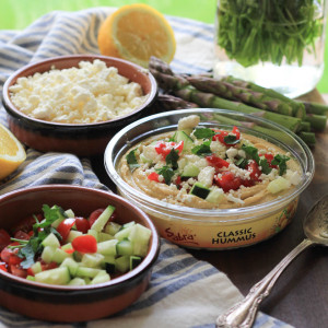 Cucumber Tomato Feta Hummus and National Hummus Day