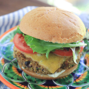 Black Bean Freekeh Poblano Veggie Burger