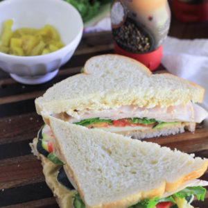 Sea Salt Hummus Spread Turkey Vegetable Sandwich