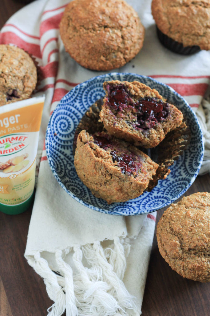 Super Moist Blackberry Ginger Bran Muffins