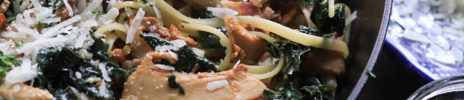 Linguine with Bacon, Kale, and Chanterelles