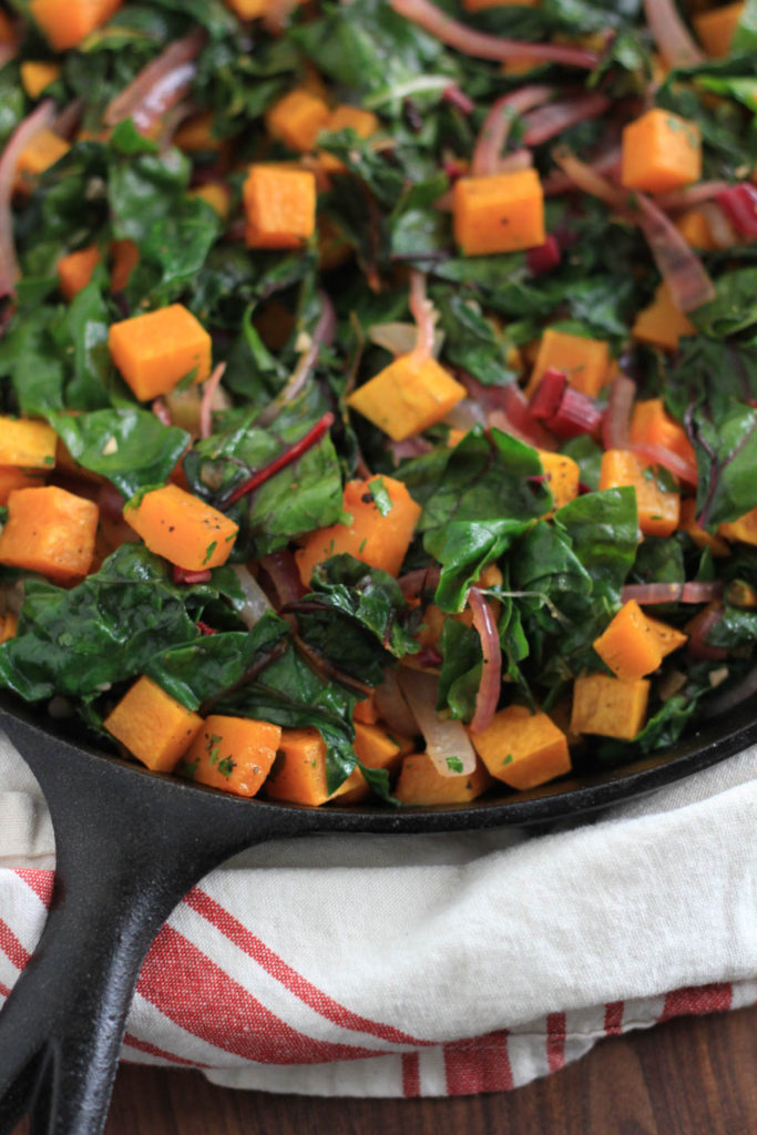 Roasted Butternut Squash with Sautéed Chard