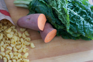 Crispy Sweet Potato and Sautéed Chard Pasta