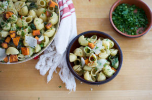 Crispy Sweet Potato and Sautéed Chard Pasta