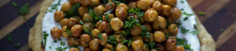 Whole Wheat Honey Flatbread with Herb Yogurt and Roasted Chickpeas