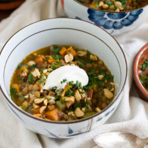 Thai Peanut Sweet Potato Lentil Soup