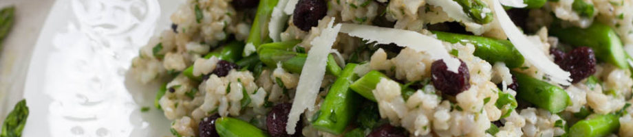 Brown Rice Spring Salad with Asparagus and Dried Cranberries