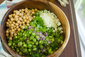 Spring Chickpea Salad with Honey Garlic Lime Vinaigrette