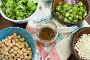 Spring Chickpea Salad with Honey Garlic Lime Vinaigrette